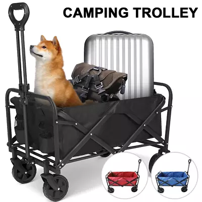 8  Foldable Collapsible Camping Outdoor Garden Trolley Cart Wagon Wheelbarrow UK • £44.99