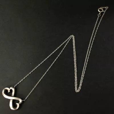 TIFFANY&CO. Silver 925 Double Loving Hearts Pendant Necklace/5Y0106 • $1