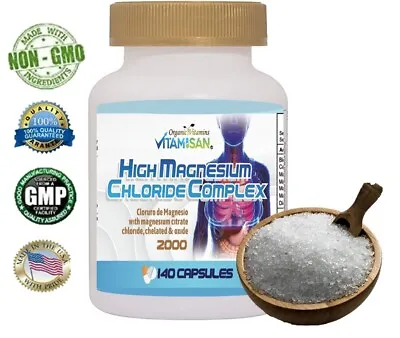 Magnesium Chloride (Cloruro De Magnesio) High Absorption 2000 Mg Xs 140 Capsules • $13.52