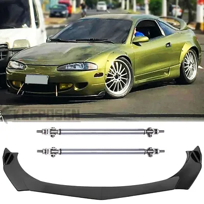 Carbon Front Bumper Lip Spoiler Splitter+Strut Rods For Mitsubishi Eclipse 90-12 • $99.11