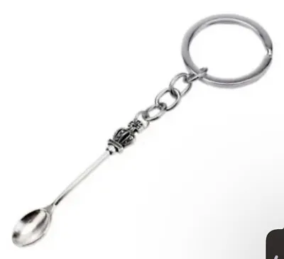 Mini Spoon Keychain Silver Metal 3.5in Small Detachable Key Ring Scoop Pendant • $9.99