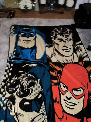 DC Comics Justice League Batman Superman Robin Flash Fleece Throw Blanket 57x42 • $12.99