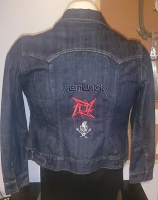 Metallica Embroidered Denim Jean Jacket Women Sz Sm • $55