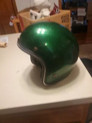 Vintage Arthur Fulmer Motorcycle Helmet Green Metal Flake Sparkle • $29.99