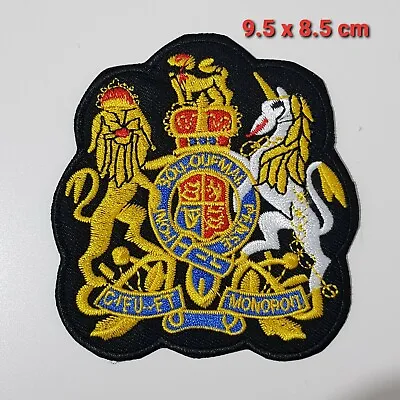 Royal Coat Of Arms Embroidered Patch Iron / Sew On Badge UK British Gold Crown • £2.79