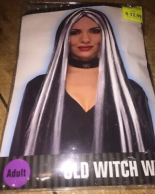 Old Witch Wig Franken Stein Halloween Costume Long Hair Black & White Adult • $10