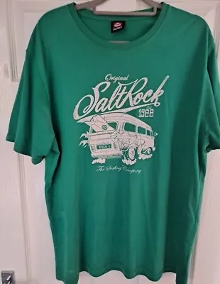 Saltrock Men's T-Shirt Green Volkswagen Camper Van Print Cotton XL • £9.99