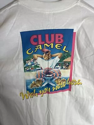 $59.95 • Buy Vintage 1991 Club Camel Wish You Were Here White Pocket T Shirt Mens XL 90’s