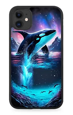 Leaping Orca Rubber Phone Case Orcas Sky Stars Galaxy Space Killer Whale AN07 • £15.90