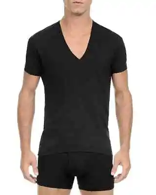 2xist L6201 Men's Black Pima Slim Fit Deep V-Neck T-Shirt Size L • $32.30
