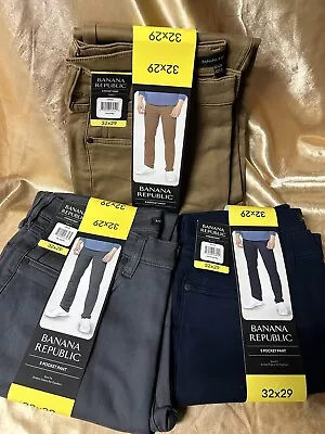 Lot Of 3 : Banana Republic STRETCH 5 Pocket Comfort Pants 32x29 Beige Navy Gray • $47