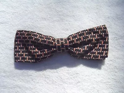 Bow Tie Clip On Black & Orange 4 1/2  Royal Rust Resistant  VINTAGE • $9.99