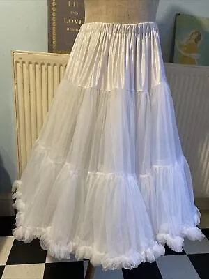 Banned 1950s Vintage Rockabilly Style Full Layered White Petticoat XS/S 25-30” W • £14.99