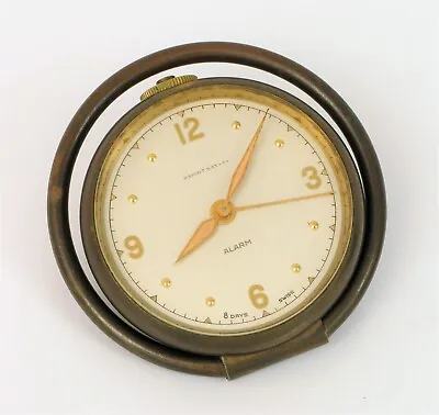 Vintage Wright Kay & Co Bronze Travel Desk Alarm Clock Swiss 8 Day Art Deco !  • $3057.94