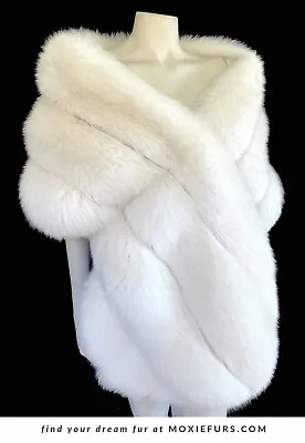 Arctic FOX Fur Stole Luxury Ivory Bridal Wrap Fling White Vintage Bride Coat • $1435.50