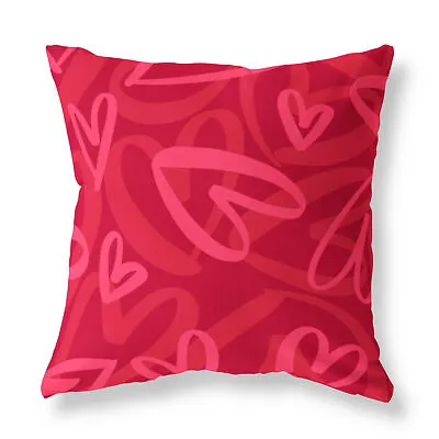 Love Heart Abstract Zip FILLED CUSHION Red Designer • £20.99