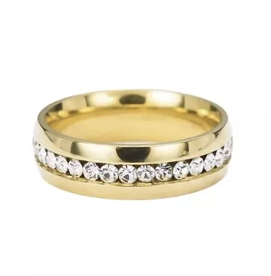 9ct Eternity Yellow Gold Zircon Band Ring Gold Filled Size S - NEW • £34.95