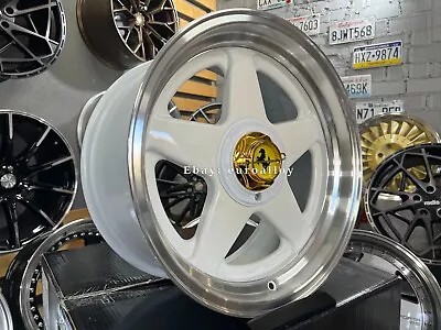 $1574.66 • Buy New 17 Inch 4X100 Ferrari Stance Deep Dish Lip White Wheels For BMW E30 HONDA VW