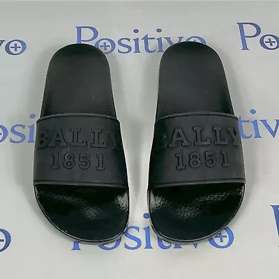 Bally Mens Slaim Black Rubber Sandals Slide US 9 New • $199