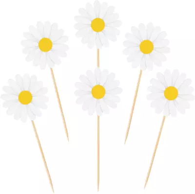 Hengmerry Daisy Cupcake Toppers Daisy Flower Cake Picks Chrysanthemum Party Dec • $22.61