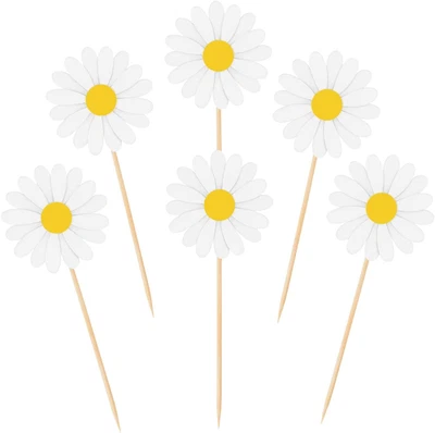 Hengmerry Daisy Cupcake Toppers Daisy Flower Cake Picks Chrysanthemum Party Dec • $22.61