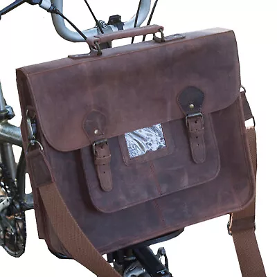 Leather Large Satchel Bag For BROMPTON C-Bag Barbour Alternative VINTAGE BROWN • $209.42