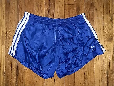 Adidas Nylon Shorts Vintage 80’S D6 MEDIUM Sprinter Shiny Satin Retro Glanz • $43.99