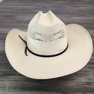 Vintage Eddy Bros Bangora XXXXX Cream Cowboy Hat Straw Made In USA Size 7 3/8 • $39.95