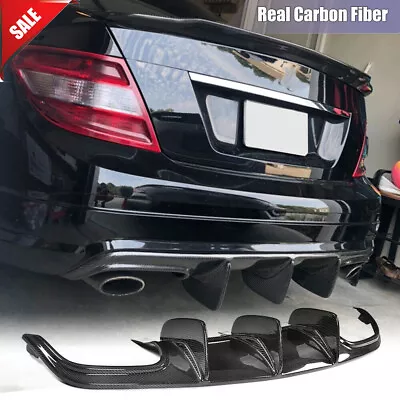 Carbon Fiber Rear Bumper Diffuser Big Fins For Benz W204 Sport C63 AMG 2009-2011 • $357.19