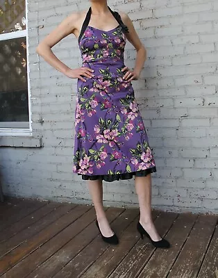 Karen Millen - Purple Floral Cocktail Dress (Size 6 US) (Size 10 UK) • $32.78