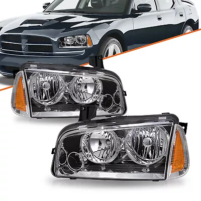 LH+RH For 2006-2010 Dodge Charger Headlights Chrome Amber Corner Headlamps 06-10 • $84.99