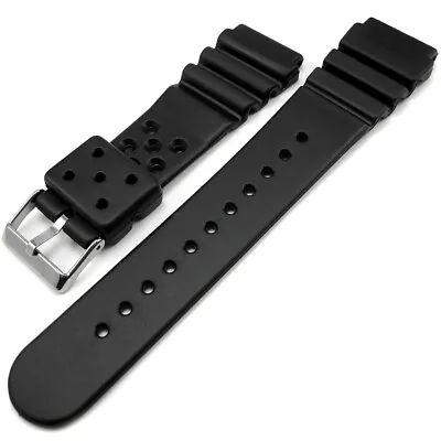 Seiko Z22 Compatible Black Rubber Divers Watch Strap 22mm • £7.29