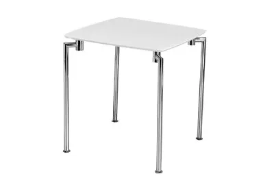 Table Modern White Lacquered With Contemporary Chrome Legs. • £40.50