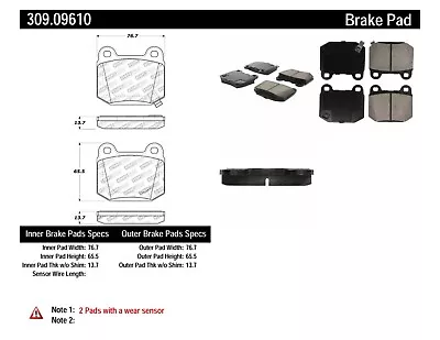 StopTech Disc Ultra-Premium Brake Pad Set For 03 - 04 Infiniti G35 # 309.09610 • $94.96