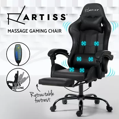 Artiss Gaming Chair Racing Office Chairs Massage Computer Seat Footrest Leather • $149.95