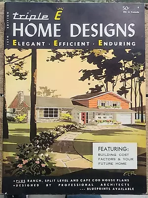 Triple E Homes Designs 1961 House Floor Plan Mid Century Modern Architecture MCM • $45