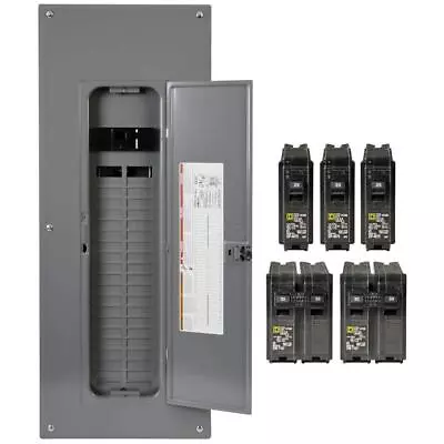 Square D Breaker Box 200Amp 40Space 80Circuit Panel+1Pole+2Breakers+Cover-Value • $252.38