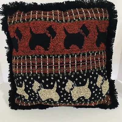 Needlepoint Scottie Dog Pillow With Red Black Ivory 17 X 17 Throw Pillow • $39.85