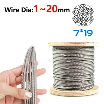 1mm-20mm Stainless Steel Wire Rope Lifting Metal Cable 2mm 3mm 4mm 5mm6mm8mm10mm • $159.41