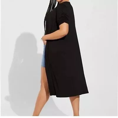Torrid Black Duster Boho Open Maxi Cardigan Fit And Flare Short Sleeve 3X • $40
