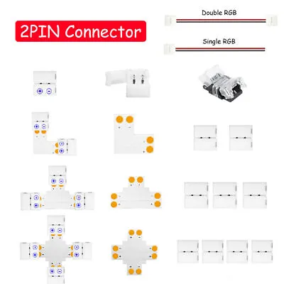 2Pin LED Connector Adapter Cable Solderless 5050 5630 Single Color Strips Light • $7.66