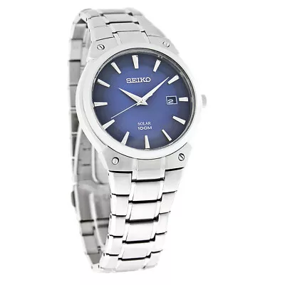 Seiko Solar Mens Blue Dial Stainless Steel Watch SNE323 • $97