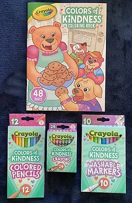 Lot Of 4 Crayola Colors Of Kindness! Markers Pencils Crayons & Coloring Book • $30