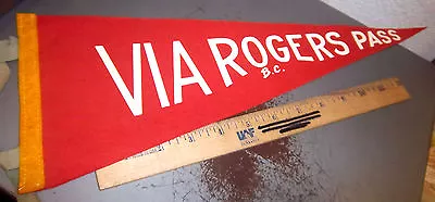 Via Rogers Pass British Columbia Canada Vintage Felt Pennant 17 X 6 • $11.99