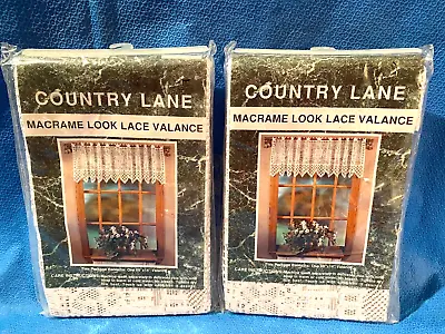 2 Country Lane Macrame Look Lace White Valances 60 X14  • $19.95