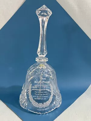 Vintage  Lord's Prayer  Cyrstal 8 Inch Bell With Frosted Praying Hands • $12.97