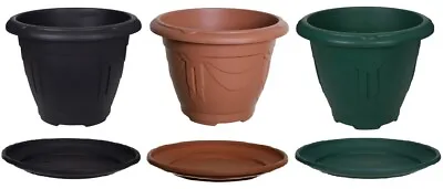£5.90 • Buy Round Sturdy Plastic Plant Flower Pot Base With Saucer Plate Tray Water Planter