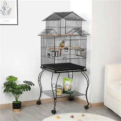 £73.99 • Buy Metal Bird Cage Roof Top Parrot Cage W/ Stand For Budgie/Parakeet/Finch/Conure