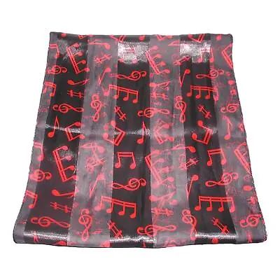 Treble Clef And Music Notes Satin Stripe Red On Black Scarf • £4.99