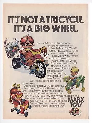 Vintage 1970s Mag Print Ad MARX Big Wheel JACK DAVIS Artwork Mad Nostalgic Toy • $7